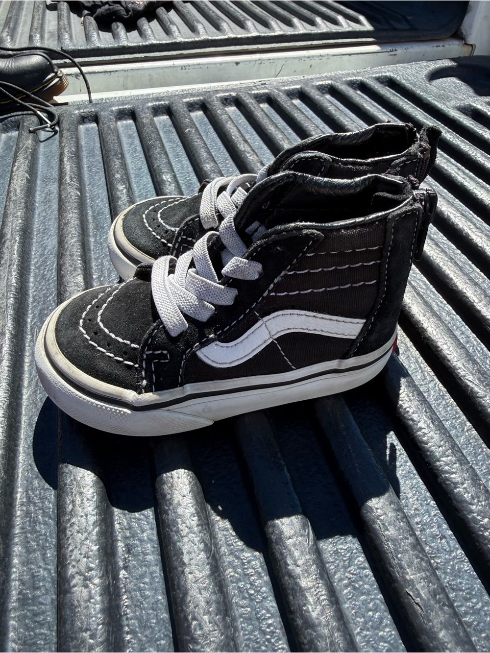 Vans Kids Black and White High-Top Skate Sneakers